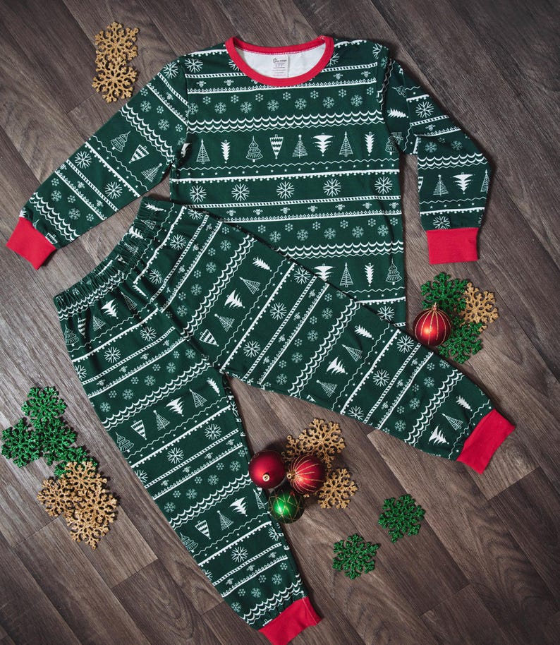 Green Christmas Tree Pajama Set