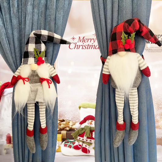 Christmas Couple Plaid Curtain Buckle