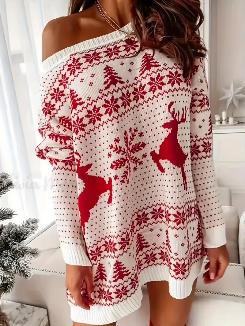Knitted  Loose-fitting Long-sleeved Dress