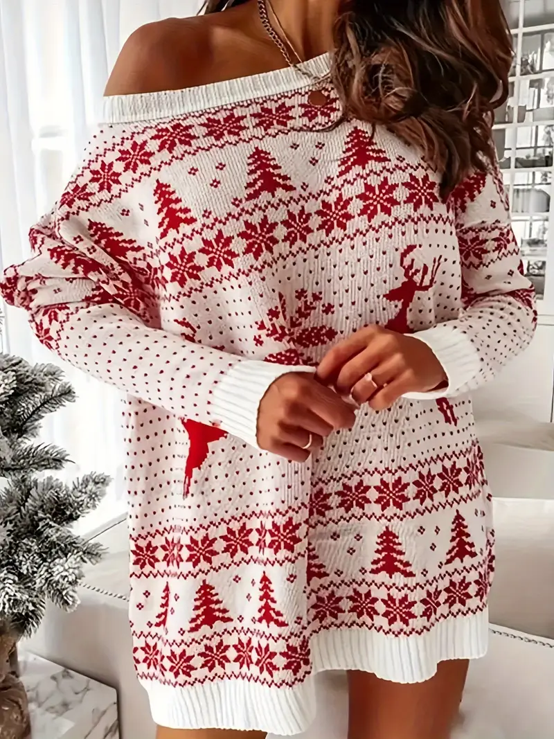 Knitted  Loose-fitting Long-sleeved Dress