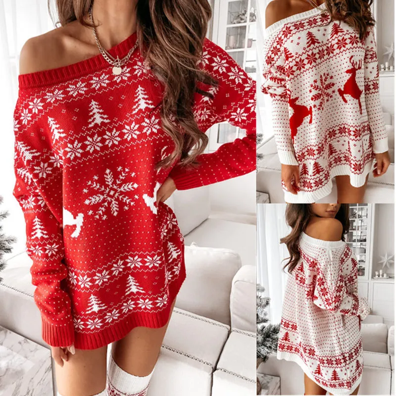 Knitted  Loose-fitting Long-sleeved Dress