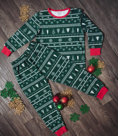 Green Christmas Tree Pajama Set
