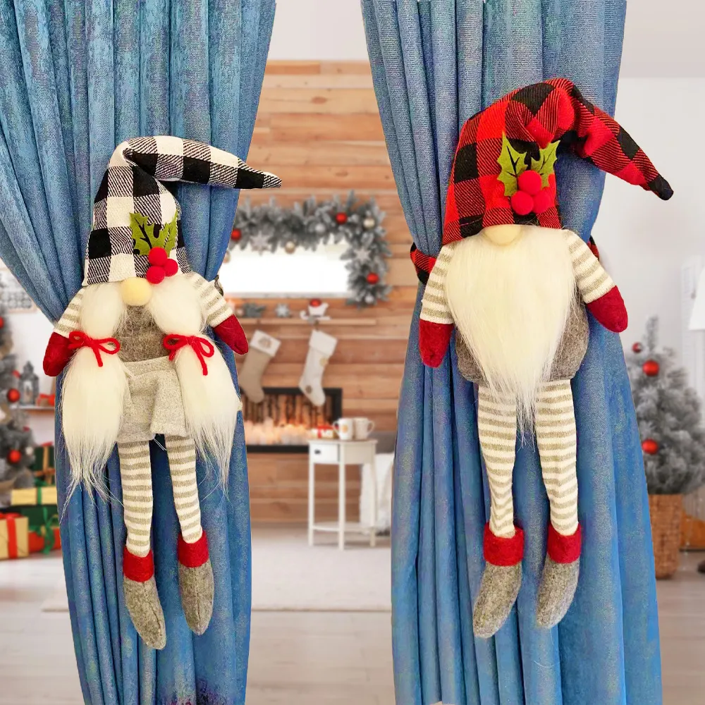 Christmas Couple Plaid Curtain Buckle