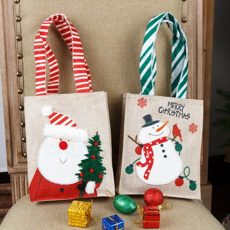 Christmas Hand-held Linen Gift Bag