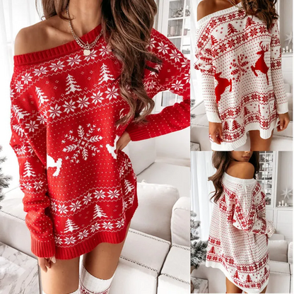 Knitted  Loose-fitting Long-sleeved Dress